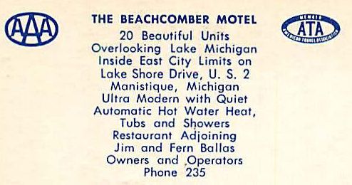 Beachcomber Motel - Postcard Back (newer photo)